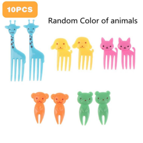 10PCS Cute Fruit Fork; Reusable Mini Animal Forks; Food; Cakes; Snacks; Fruit Decorations; Suitable For Children