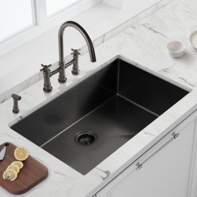 30" x 21" x 10" Undermount Kitchen Sink 16 Gauge Stainless Steel Single Bowl Kitchen Sink Gunmetal Black