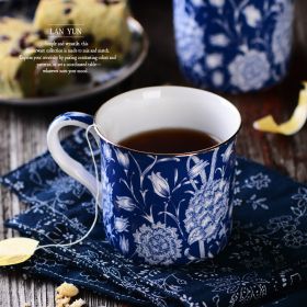 Blue And White Mug Retro Tea Cup Exquisite Bone China Gift Cup (Option: Wild Tulip300ML-300ml)