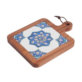 Solid Wood Vintage Tile Placemat Heat Proof Creative Anti-scald Casserole Mat Large Pot Coaster (Option: White Magnolia)