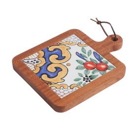 Solid Wood Vintage Tile Placemat Heat Proof Creative Anti-scald Casserole Mat Large Pot Coaster (Option: Spring Blossoms)