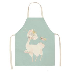 Alpaca Cartoon Cotton Linen Apron Sleeveless Antifouling Kitchen Home Cooking Waist Hanging Neck Kids' Bib (Option: 22-45 X56cm Children)