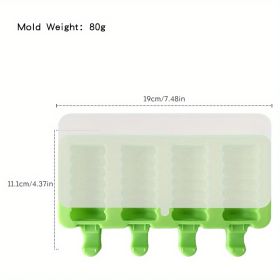 Ice Cream Silicone Mold Diy Gourd Homemade Popsicle Ice Cream Christmas Chocolate Ice Cream Mold (Color: Green, Items: With Lid)