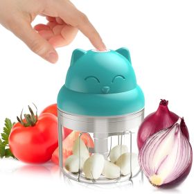 1pc 250ml/8.45oz Mini Electric Food Chopper Food Processor For Onion Chili Herb Garlic Small Cordless Veggie Fruit Blender (Color: Cyan, size: 1Pc)