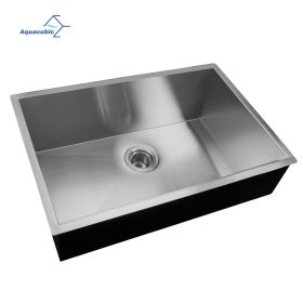 Aqucubic handmade 304 kitchen Sink Undermount Kitchen Sink with Basket Strainer (Color: 30*19 Inch, Thickness: 18 Gauge)