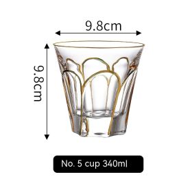 Golden Trim Gold Line Wine Glass Whiskey Decoration Cup (Option: Gold Painting No 5 Cup 340ml)