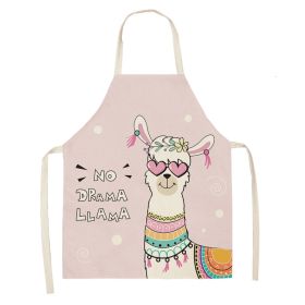 Alpaca Cartoon Cotton Linen Apron Sleeveless Antifouling Kitchen Home Cooking Waist Hanging Neck Kids' Bib (Option: 13-55x68cm)